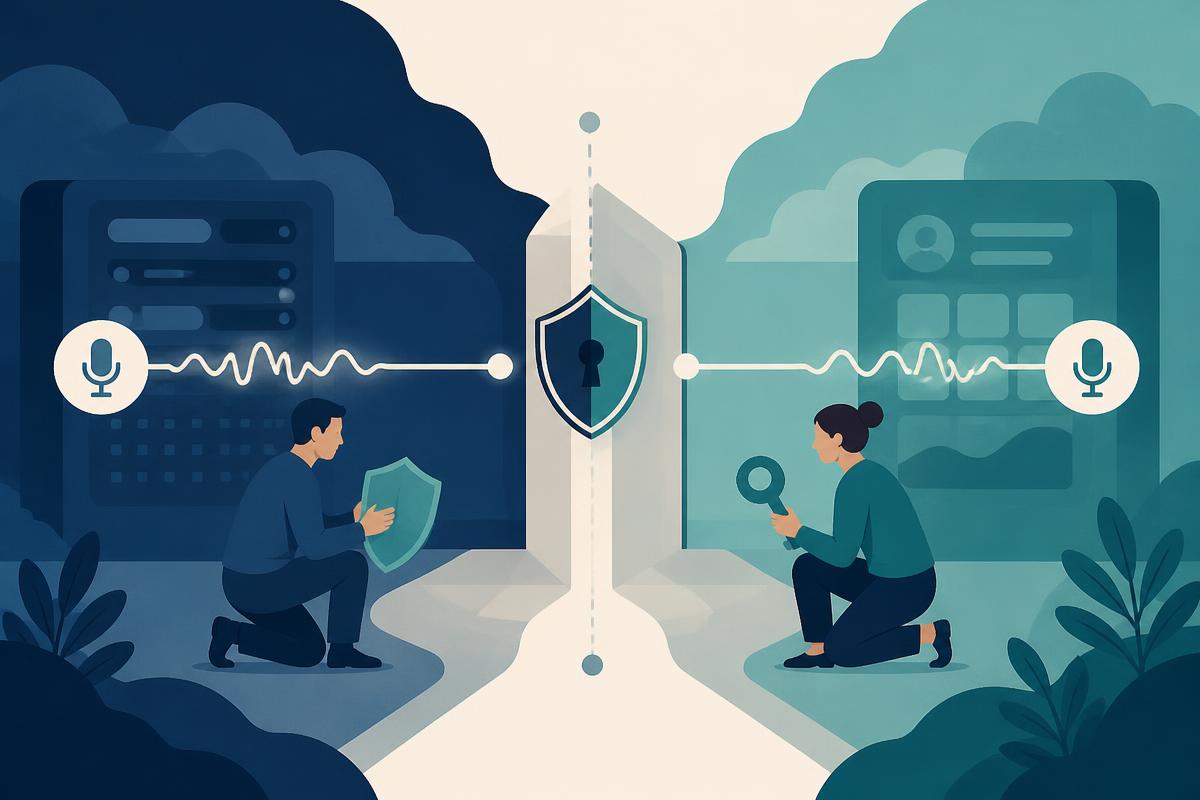 Contact-center voice connection being checked at a TLS certificate boundary by platform and network teams.