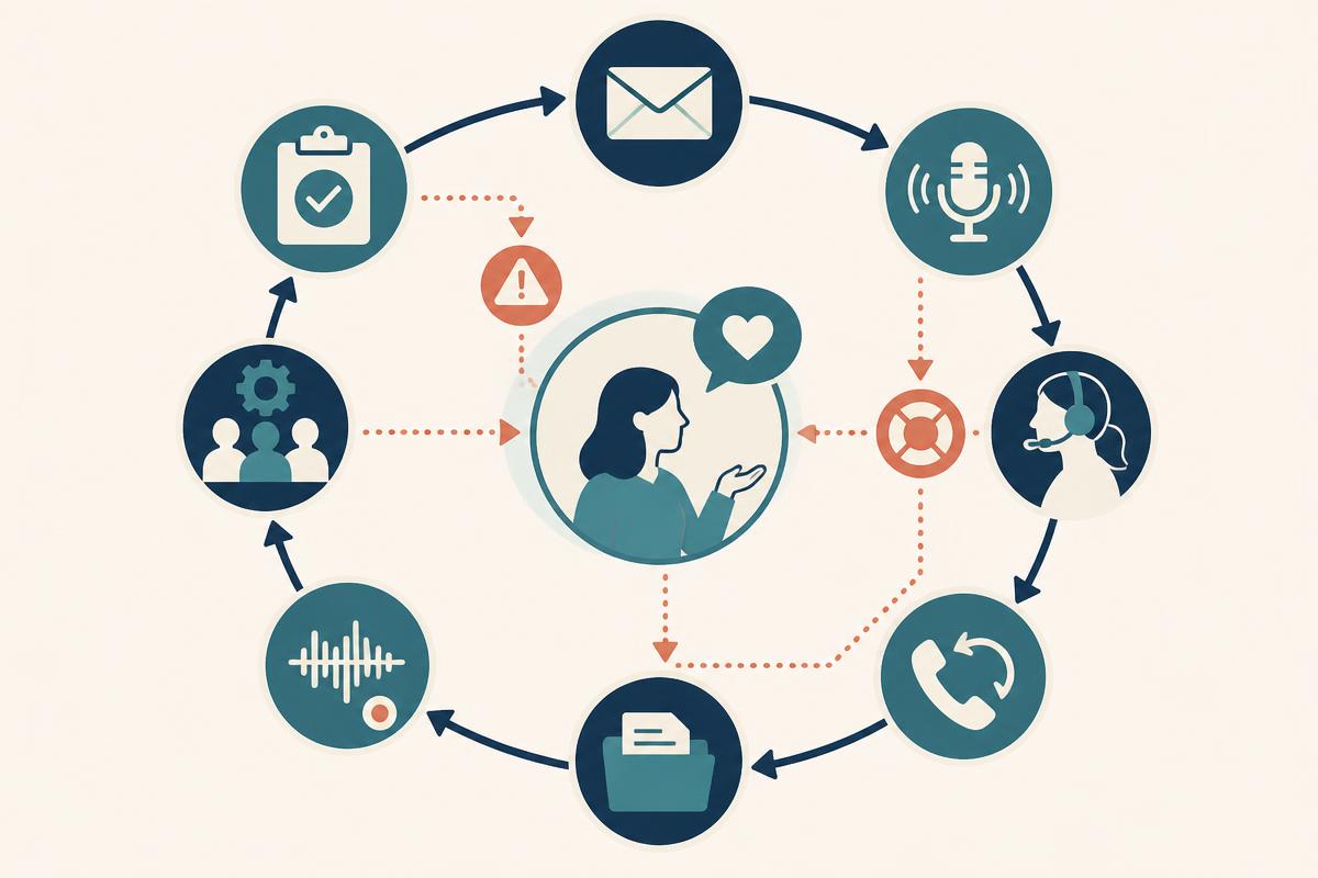 Connected email, voice, callback, CRM, recording, workforce, and audit systems preserving one customer context.