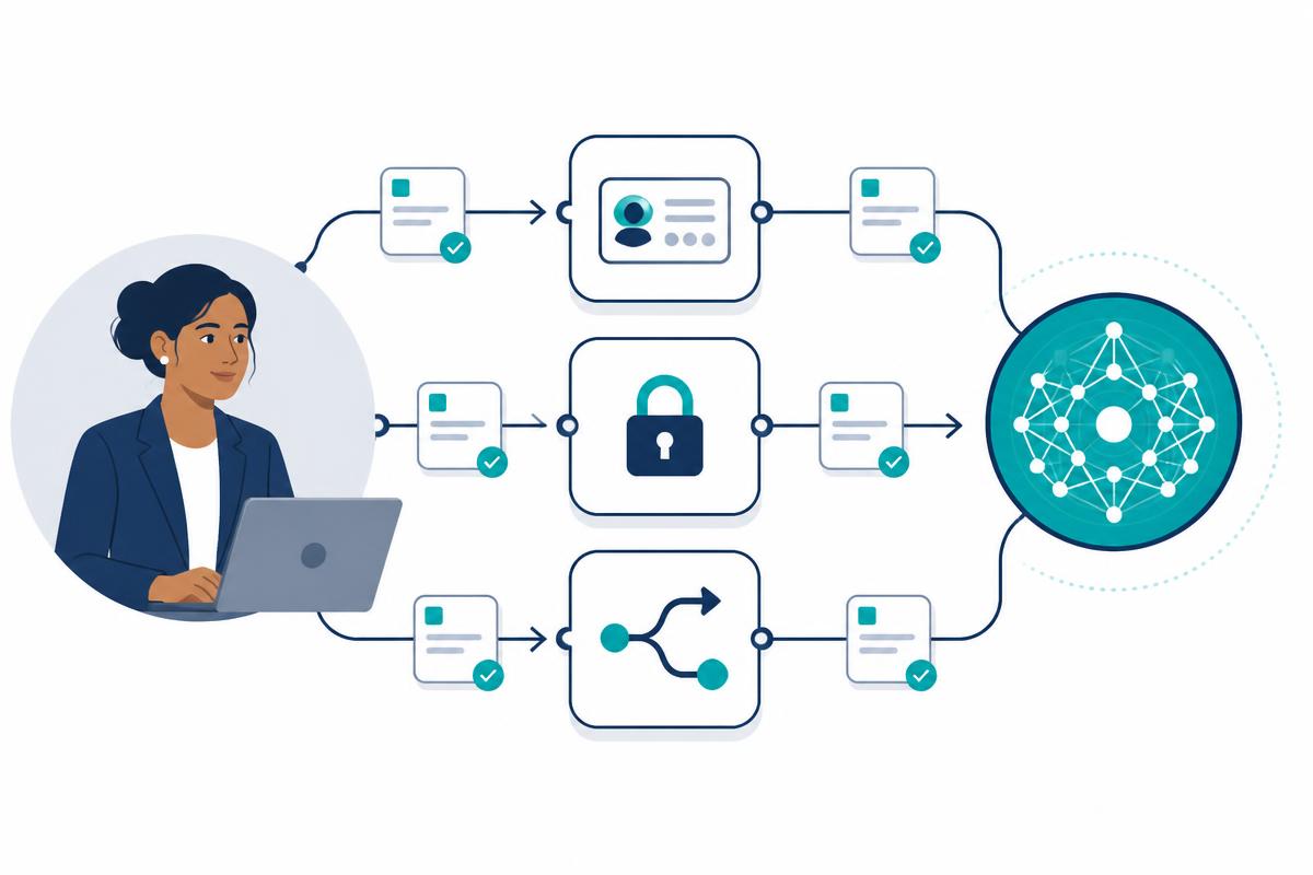 Human and AI agents collaborating across customer-service systems to complete operational work.