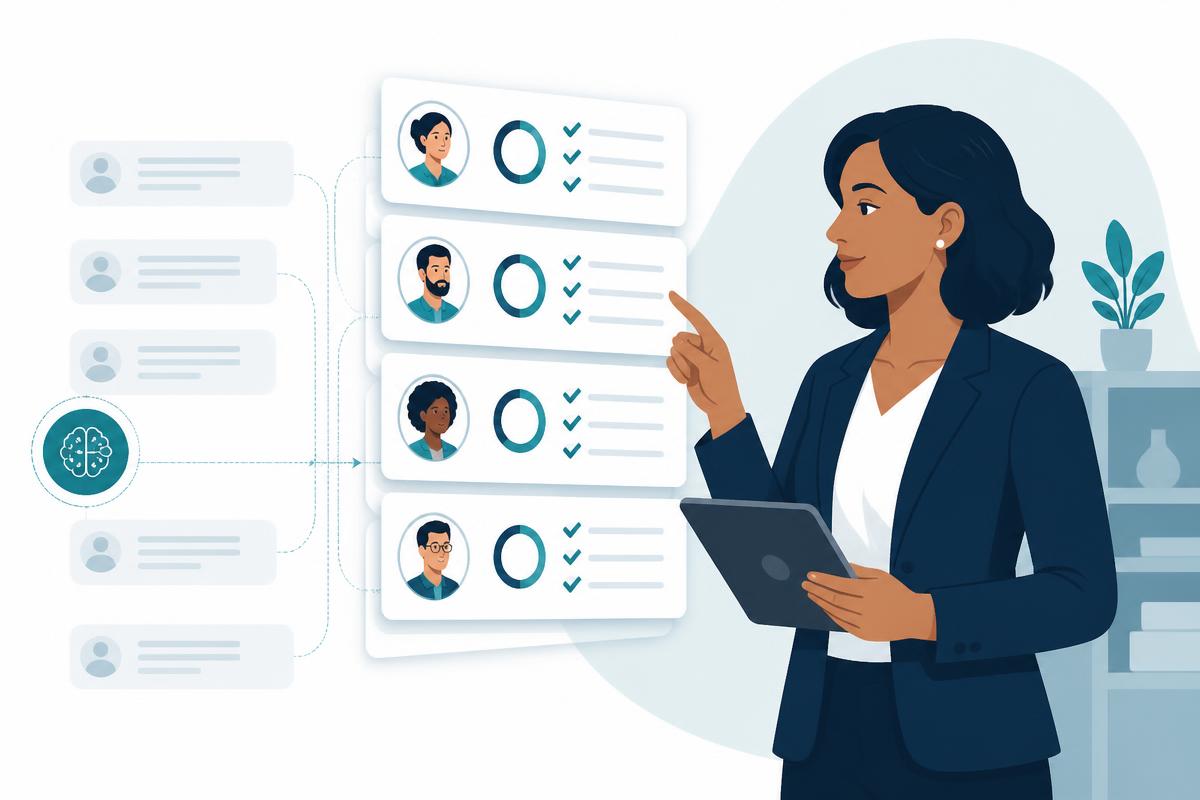 Quality Manager reviewing AI-generated interaction evaluations, scores, explanations, and coaching opportunities.