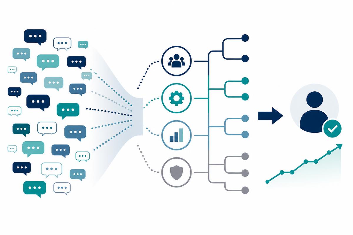 Customer conversations transformed into trends, root causes, assigned actions, and measurable operational improvements.