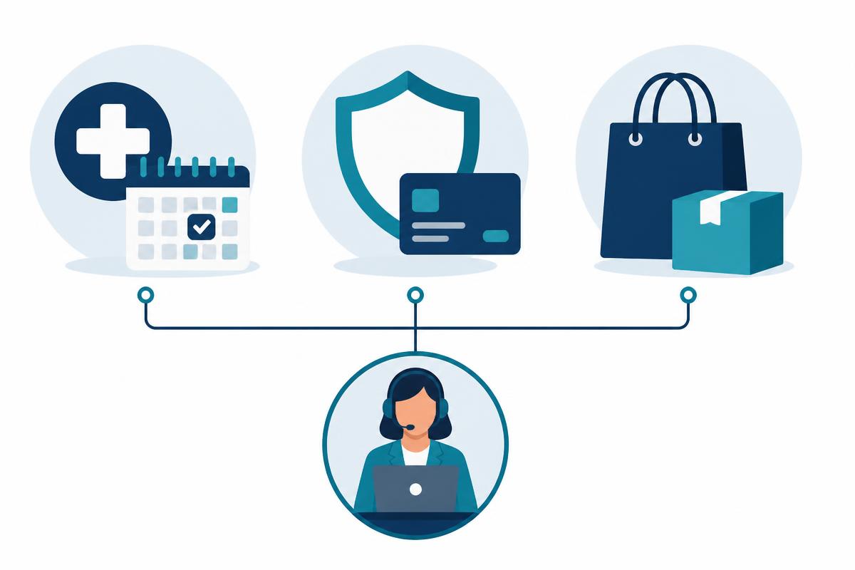 Industry-specific customer-service AI connecting healthcare, financial-services, and retail workflows with operational rules.